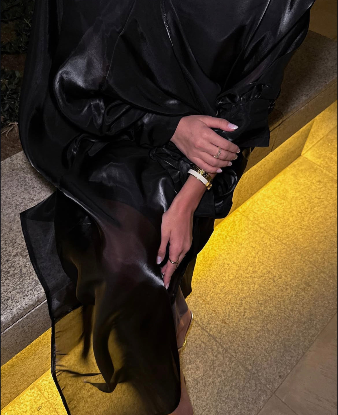 City Lights - Organza Tie Sleeve Abaya