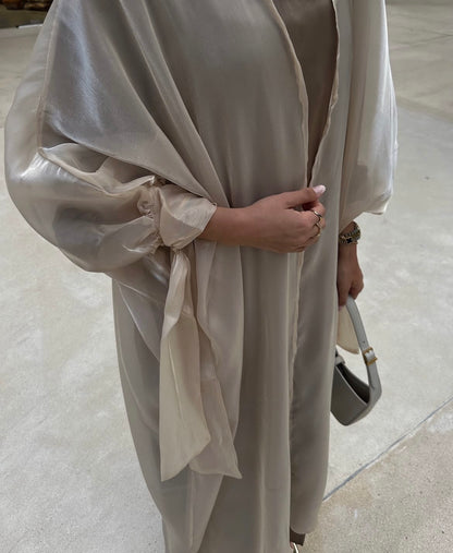 City Lights - Organza Tie Sleeve Abaya