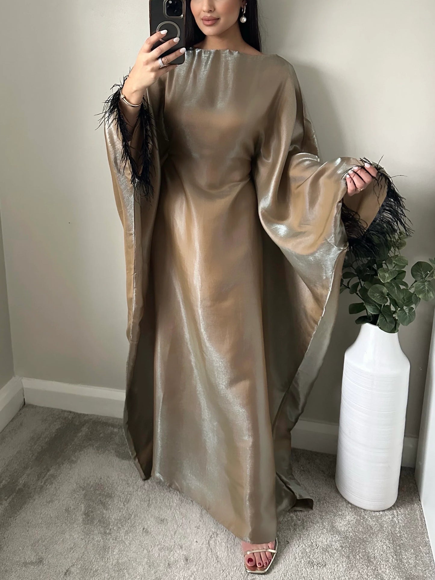 Aliyah Shimmer Feather Kaftan