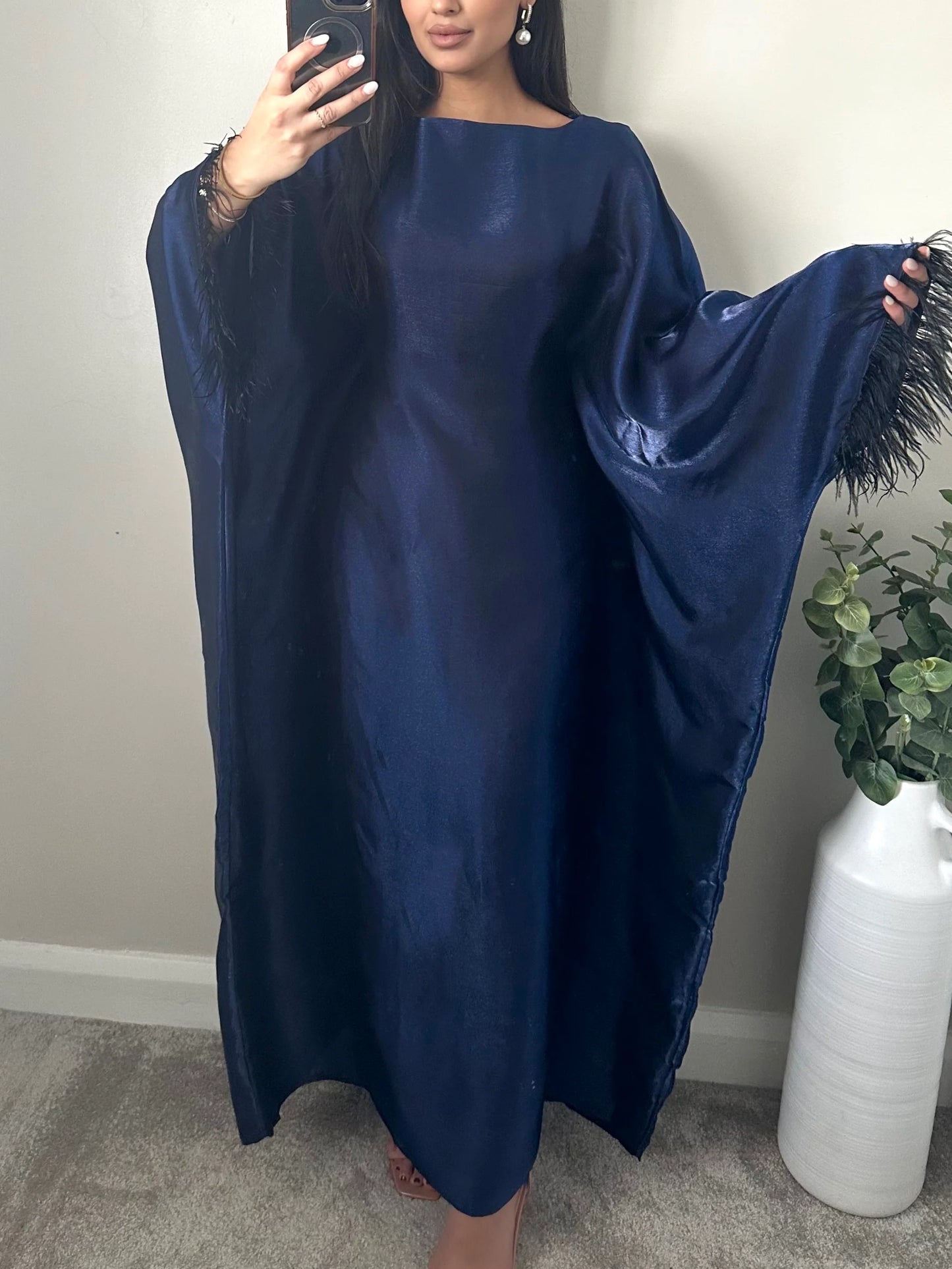 Aliyah Shimmer Feather Kaftan