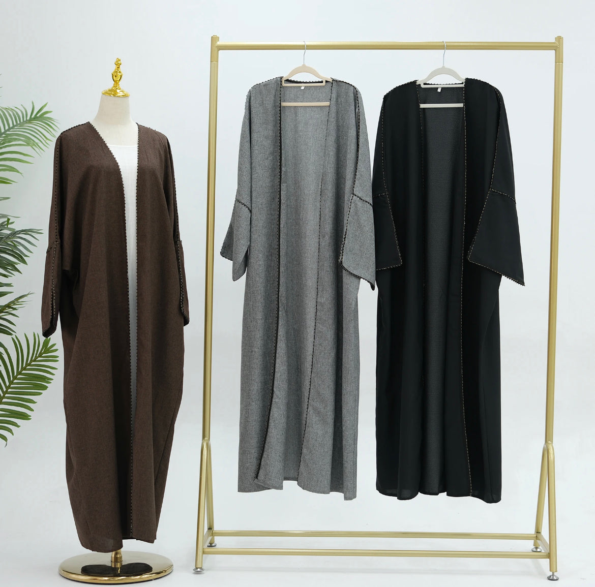 Bead Slit Sleeve Abaya