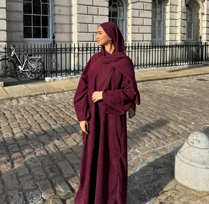 Fall Days - Corduroy Slit Sleeve Abaya