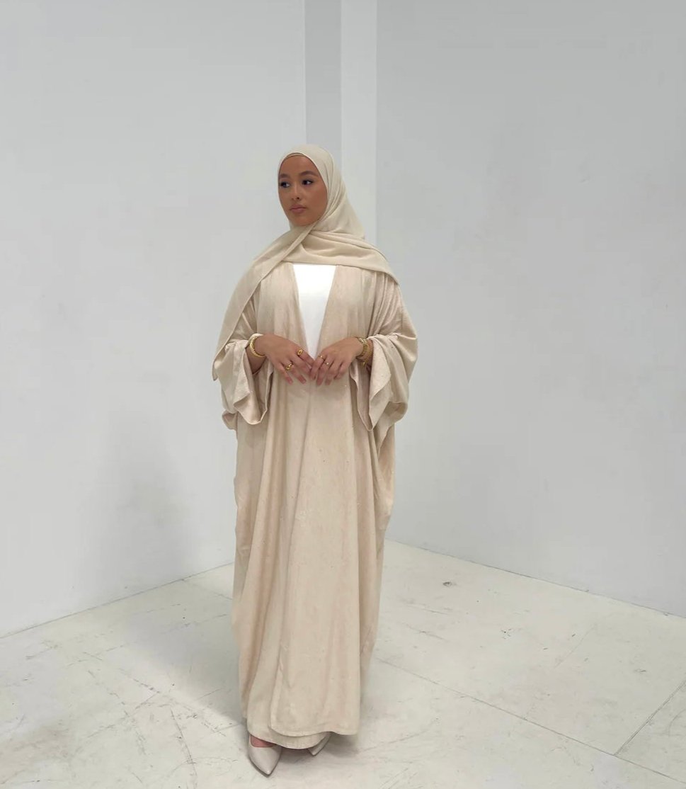 Starry Night - Ribbed Texture Slit Sleeve Abaya