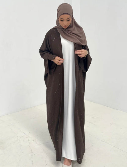 Starry Night - Ribbed Texture Slit Sleeve Abaya