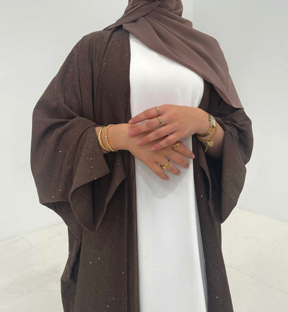 Starry Night - Ribbed Texture Slit Sleeve Abaya