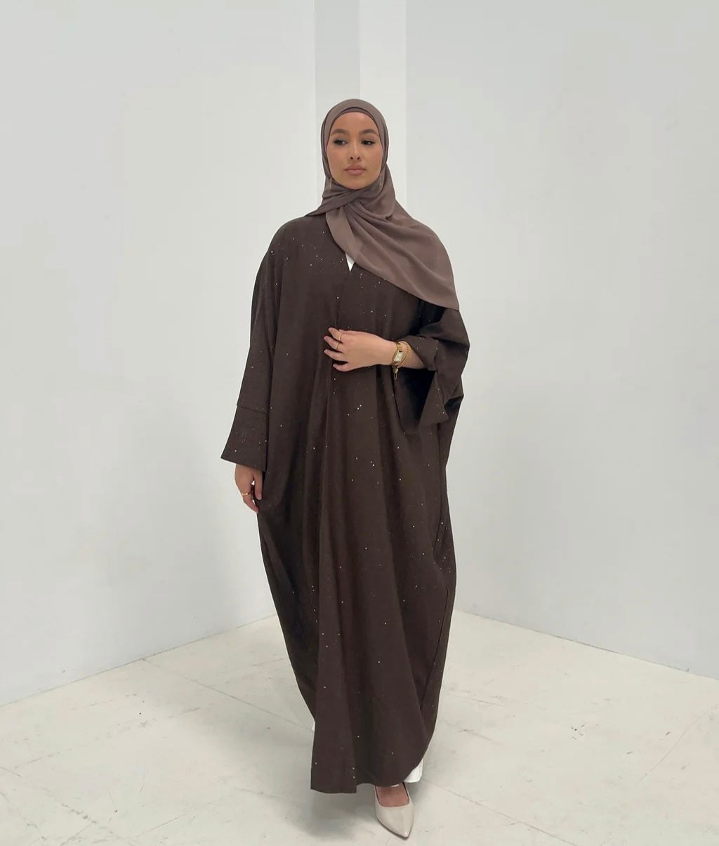 Starry Night - Ribbed Texture Slit Sleeve Abaya