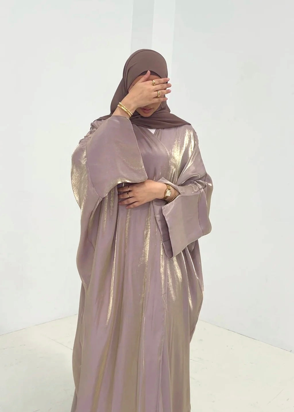 Shimmer Slit-Sleeve Abaya