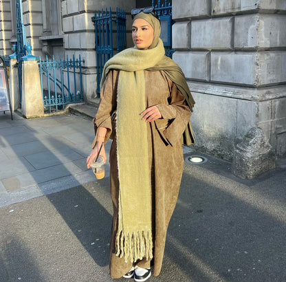 Fall Days - Corduroy Slit Sleeve Abaya