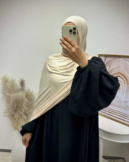 Corduroy Balloon Sleeve Abaya