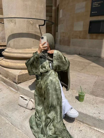 Marble Sheen - Bow Closure Abaya