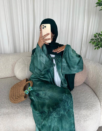 Marble Sheen - Bow Closure Abaya