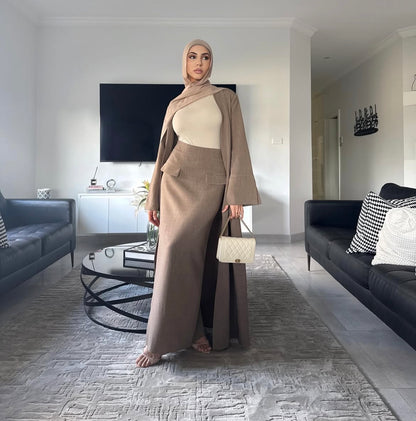 She Means Business - Abaya & Skirt Set