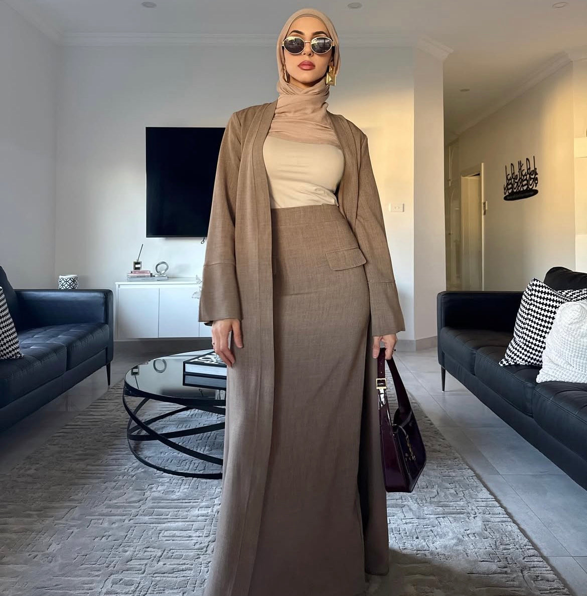 She Means Business - Abaya & Skirt Set
