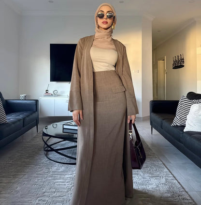 She Means Business - Abaya & Skirt Set