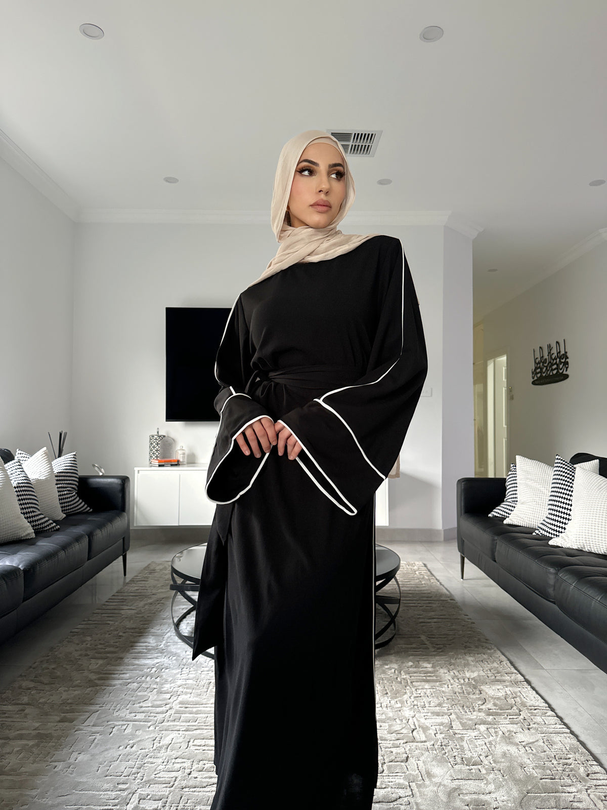 White Line Abaya