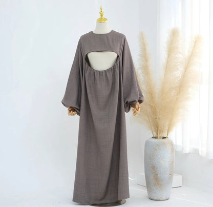 Crepe Nursing Abaya Khimar Set