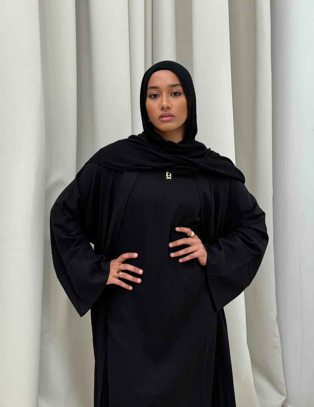 Safia Linen Wide Sleeve Abaya Set