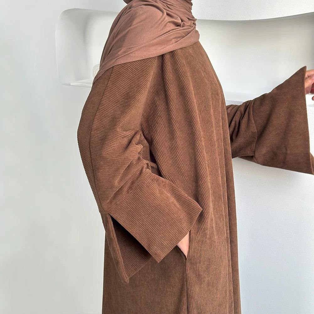 Fall Days - Corduroy Slit Sleeve Abaya