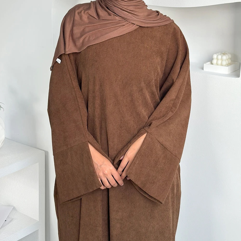 Fall Days - Corduroy Slit Sleeve Abaya