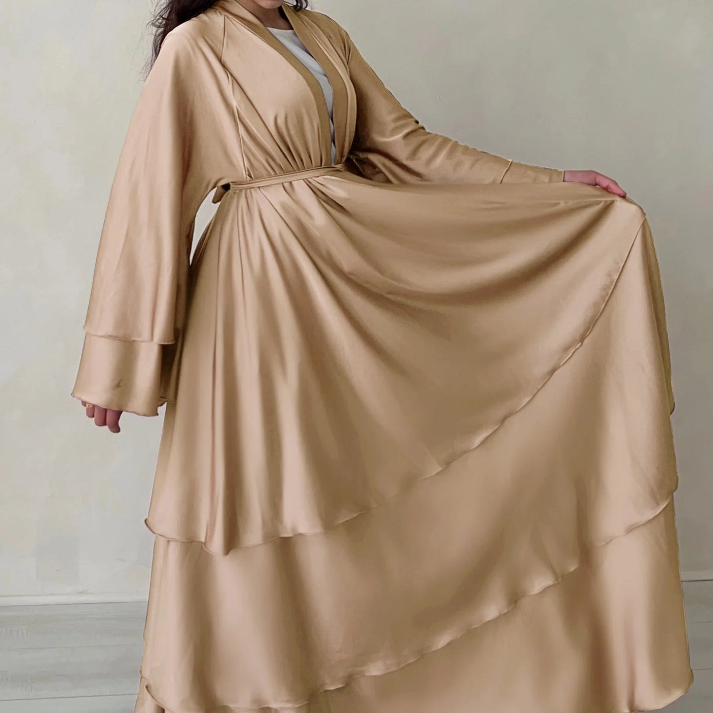 Malika Satin Ruffle Layer Abaya