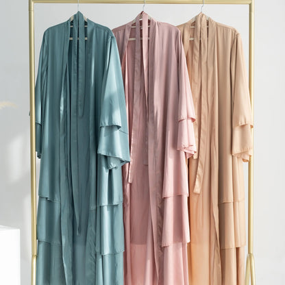 Malika Satin Ruffle Layer Abaya