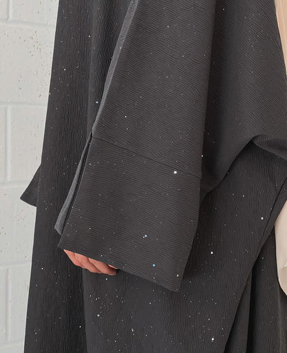 Starry Night - Ribbed Texture Slit Sleeve Abaya