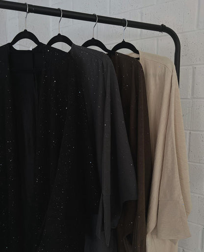 Starry Night - Ribbed Texture Slit Sleeve Abaya