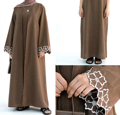 Minimal Embroidered Sleeve Abaya