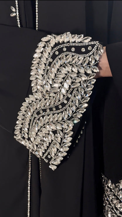 Lujain - Couture Hand Beaded Gem Abaya (Hijab Included)