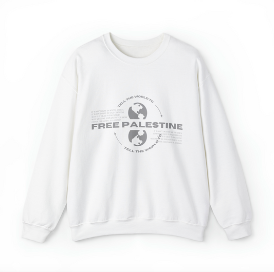tell the world to free palestine sweater