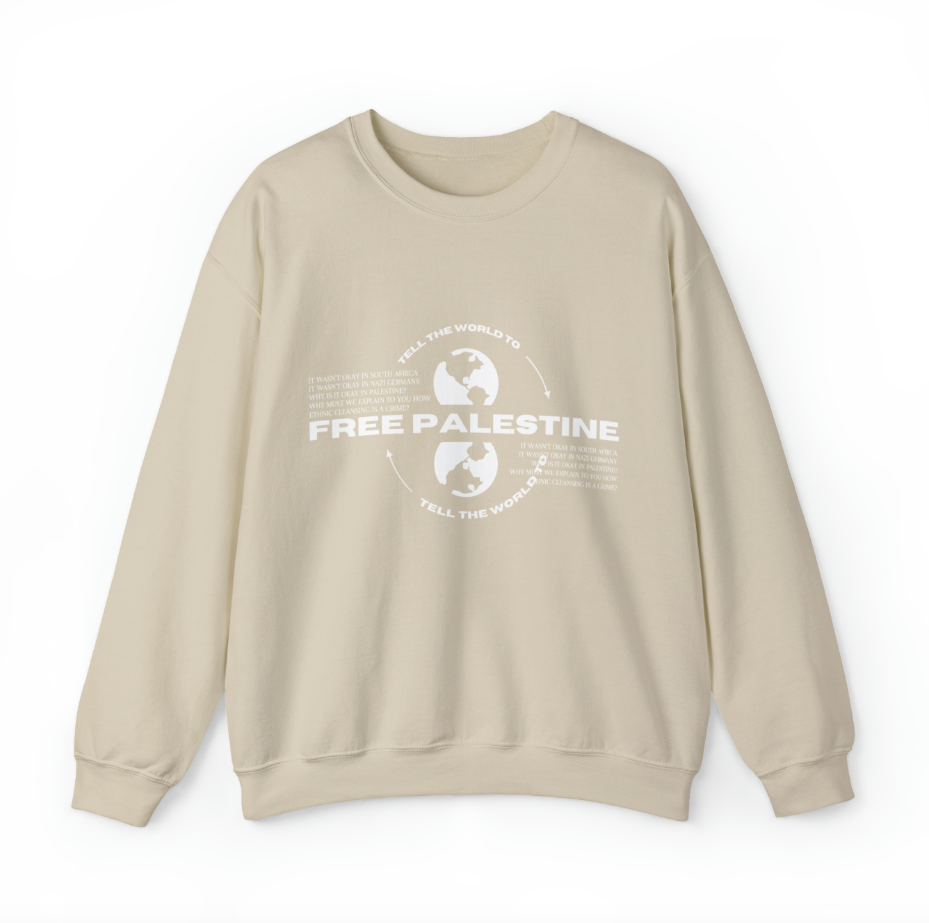 tell the world to free palestine sweater