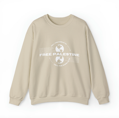 tell the world to free palestine sweater