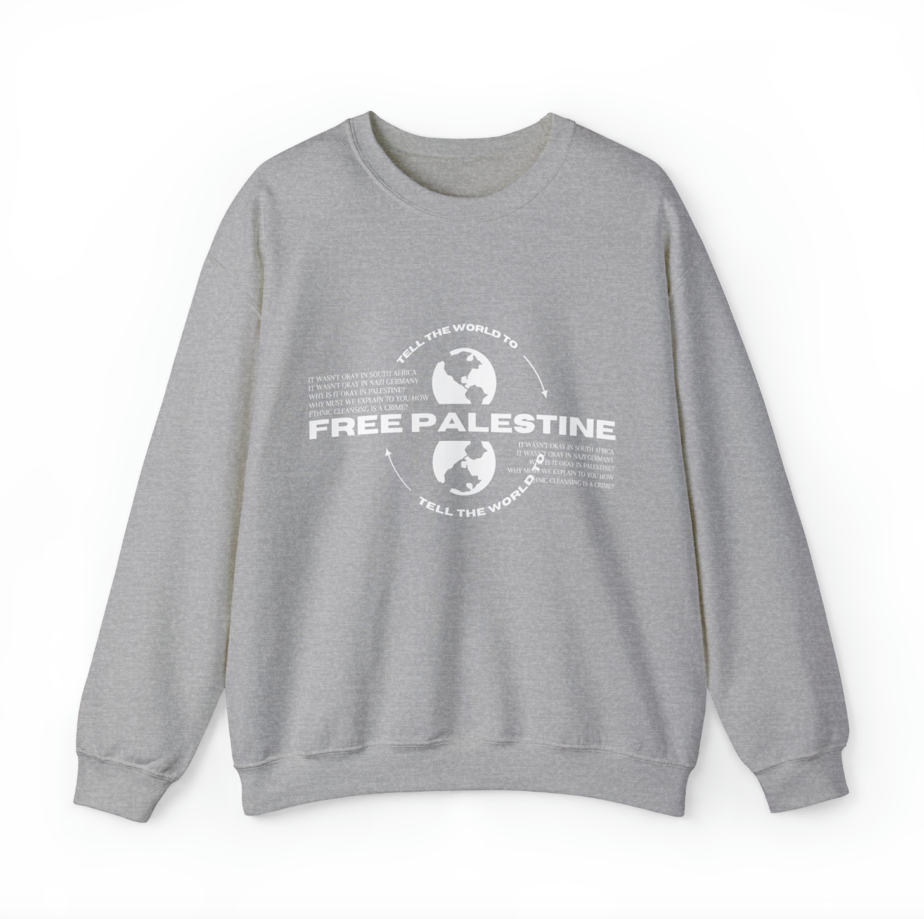 tell the world to free palestine sweater