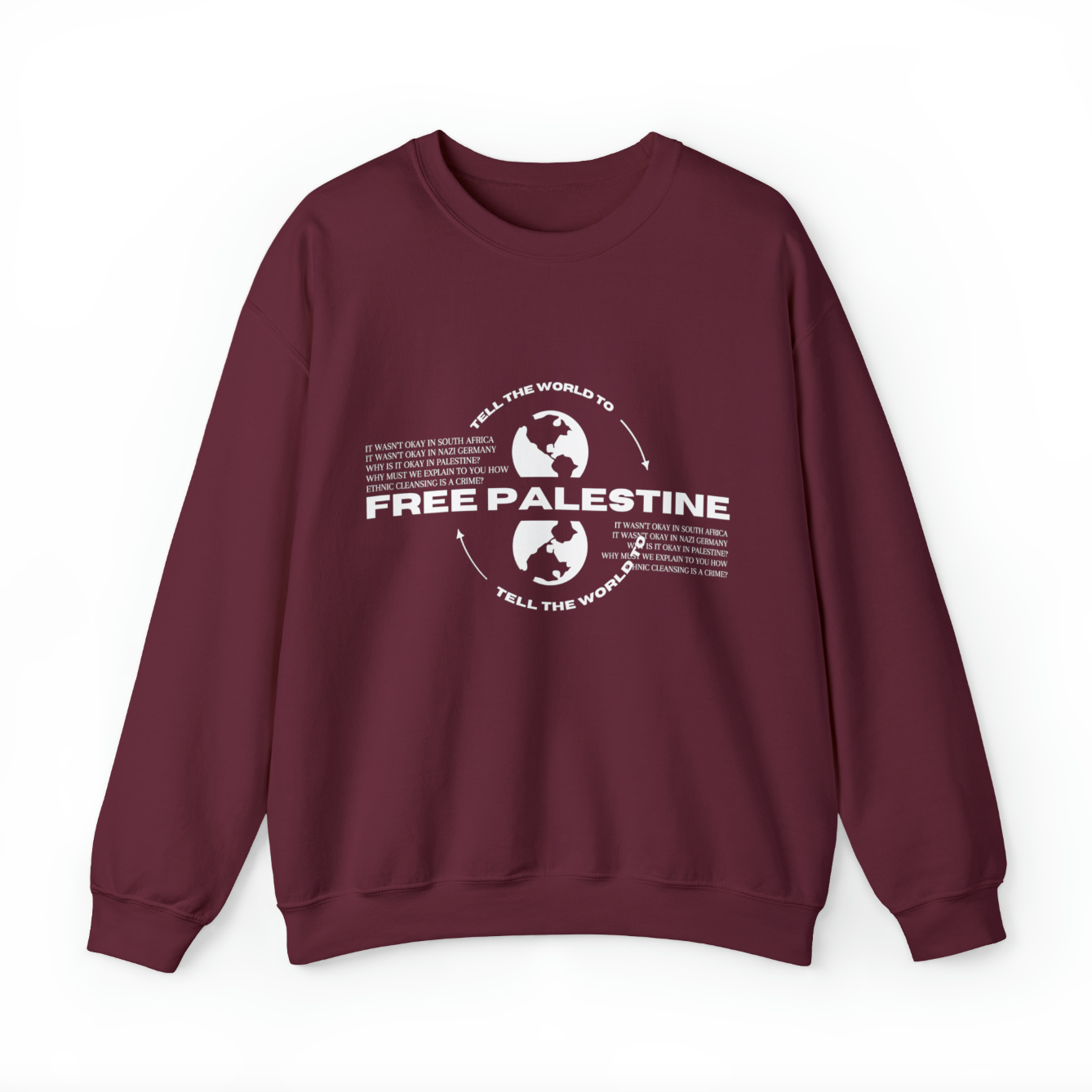 tell the world to free palestine sweater