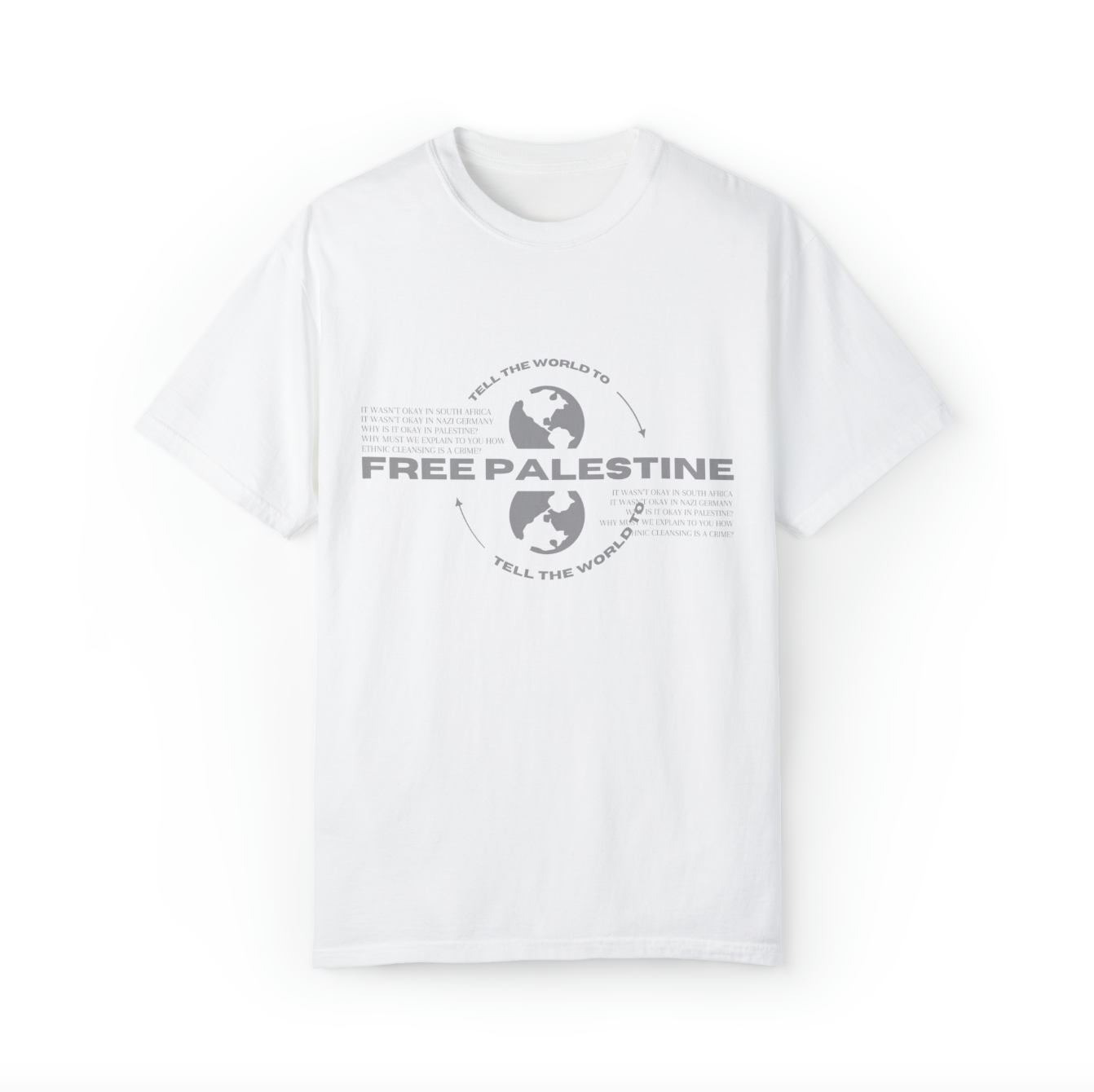 tell the world to free palestine tee