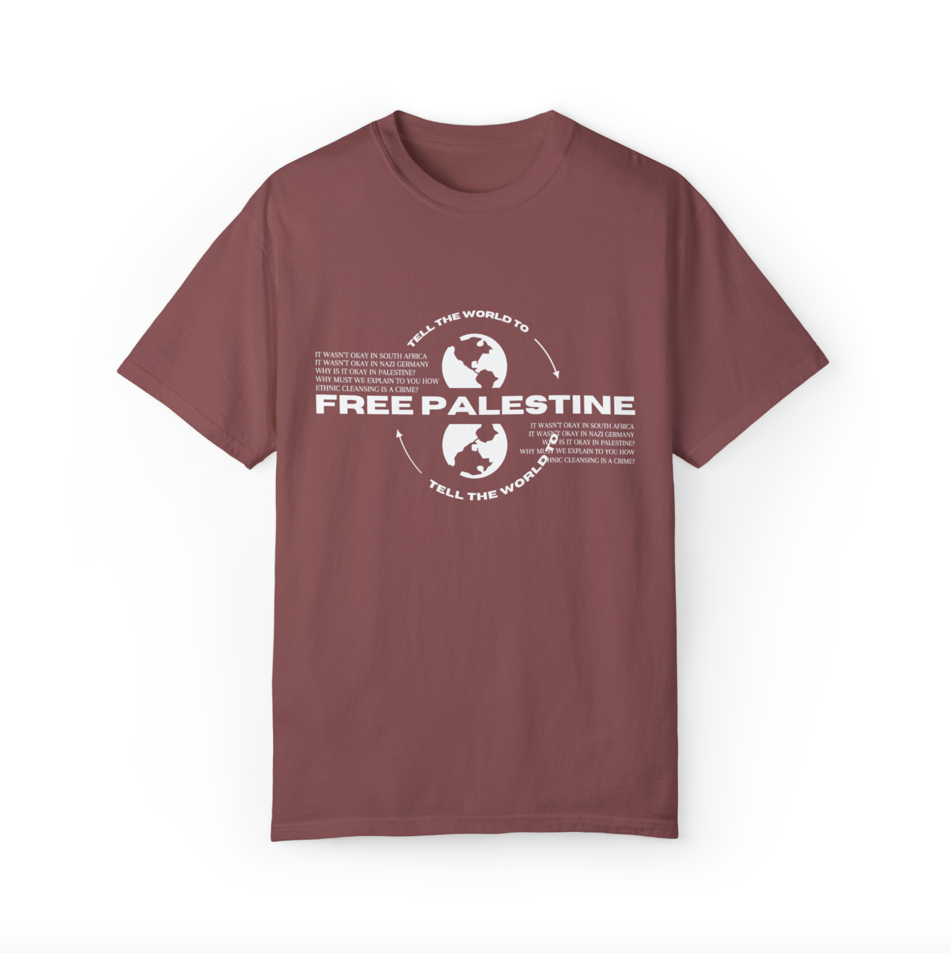 tell the world to free palestine tee