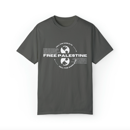 tell the world to free palestine tee