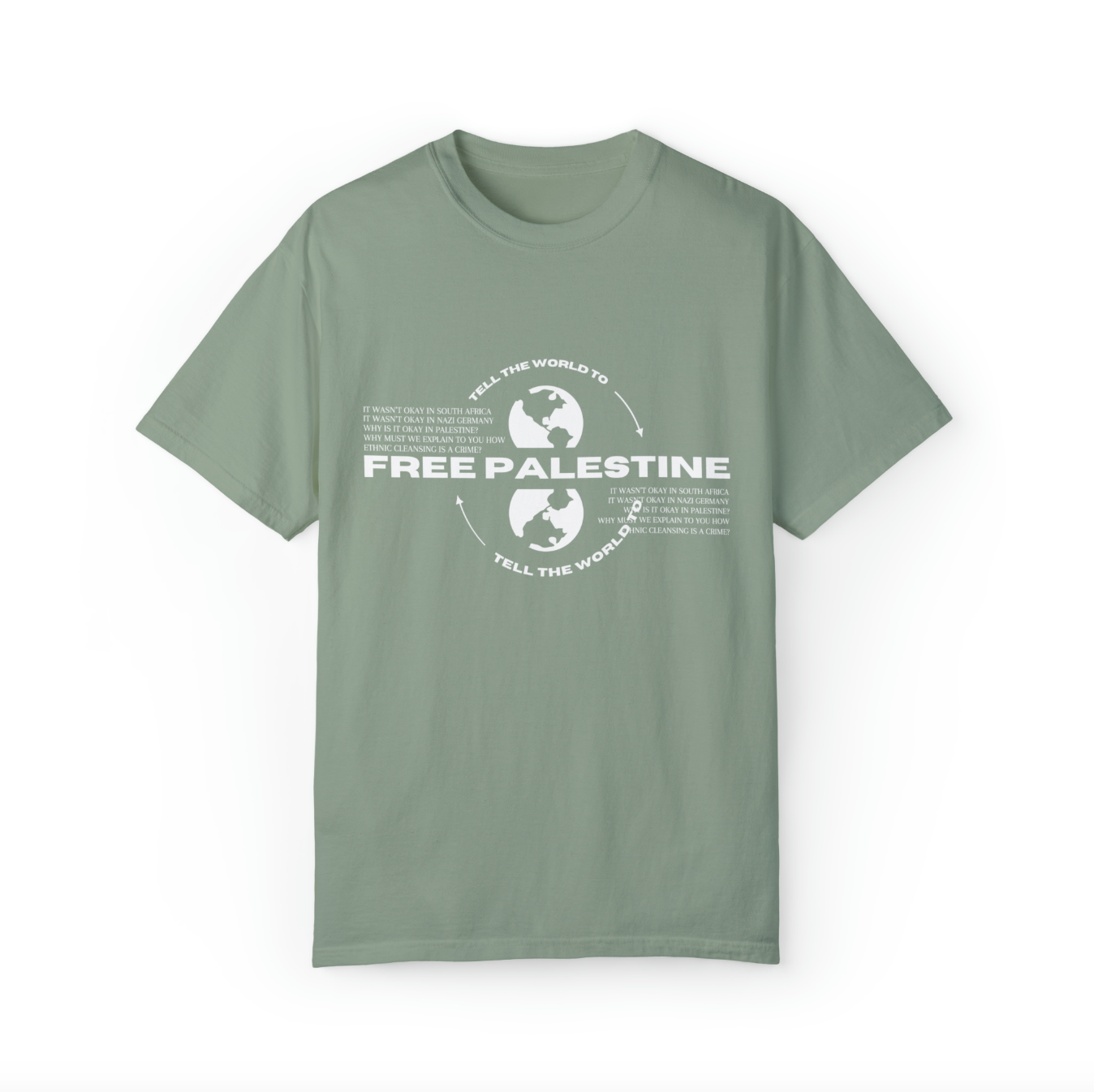 tell the world to free palestine tee