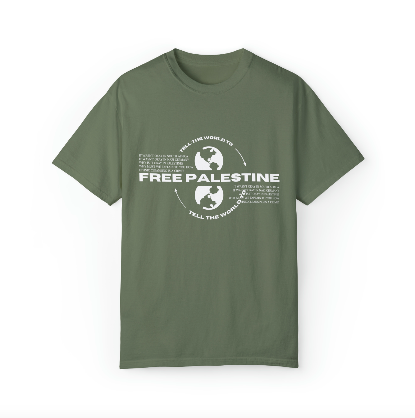 tell the world to free palestine tee