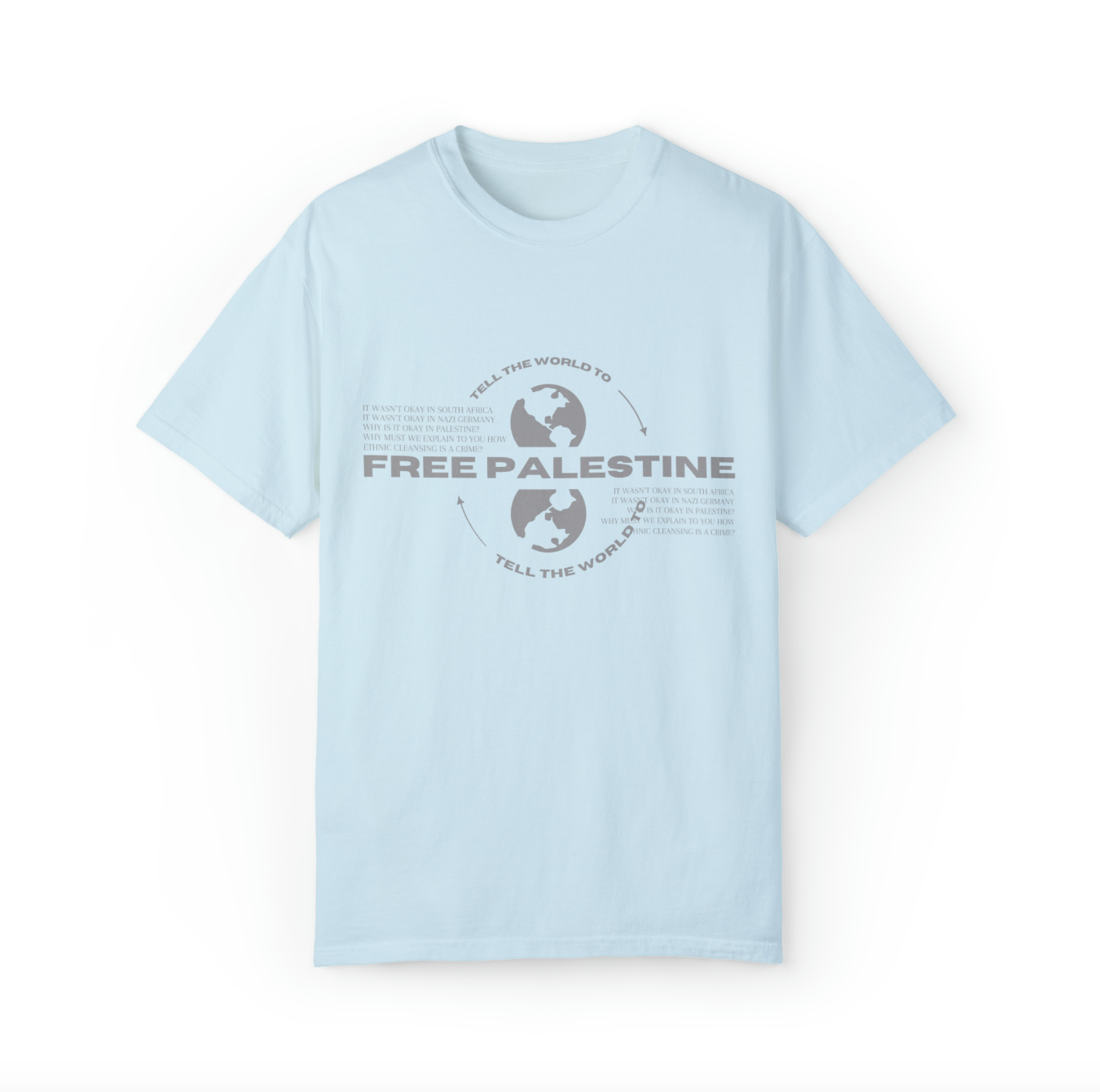 tell the world to free palestine tee