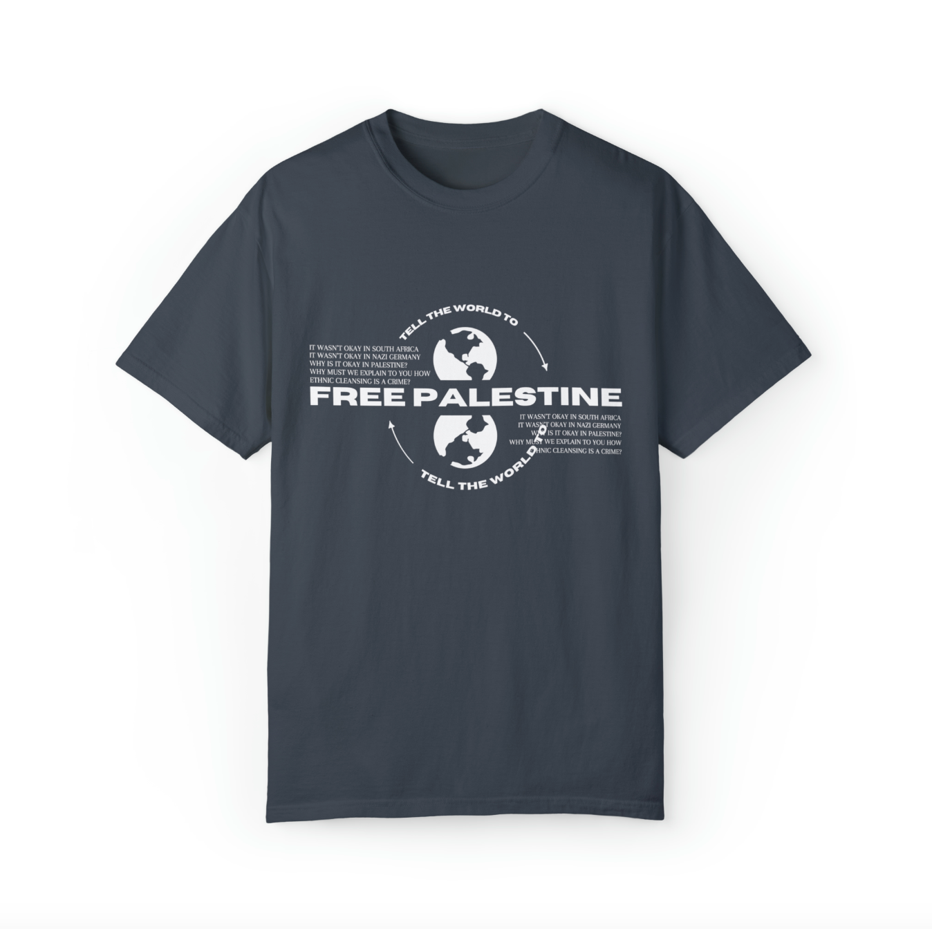 tell the world to free palestine tee