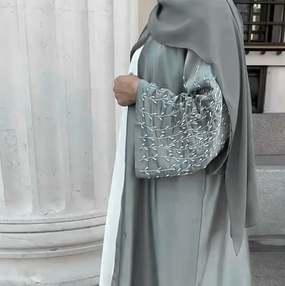 Mehr - Satin Pearl Sleeve Abaya