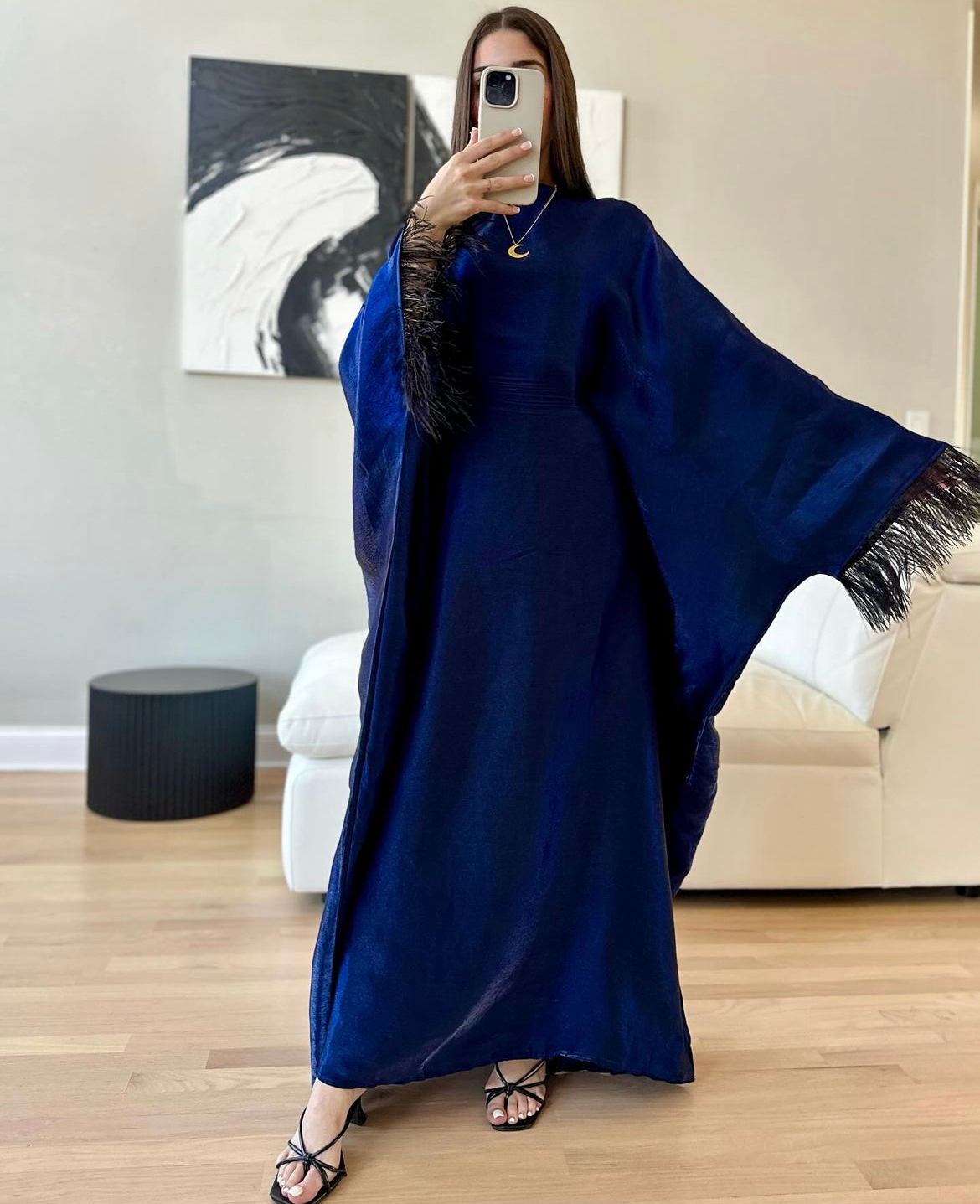 Aliyah Shimmer Feather Kaftan