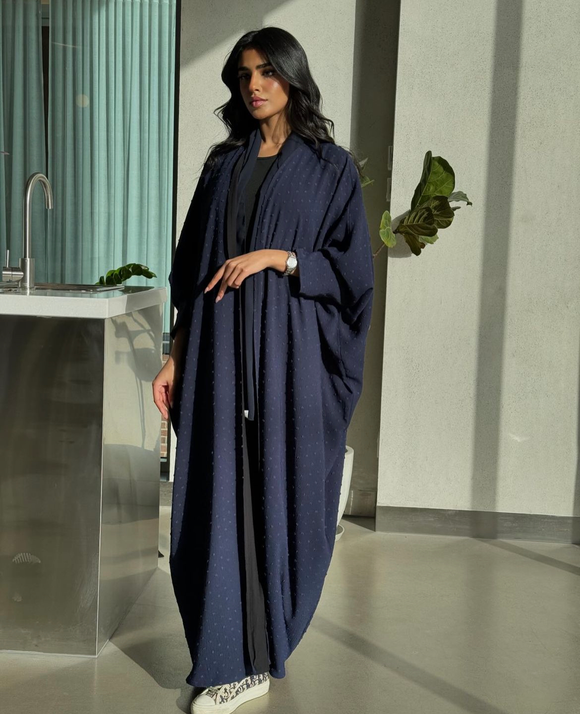 Ruba Dotted Texture Abaya