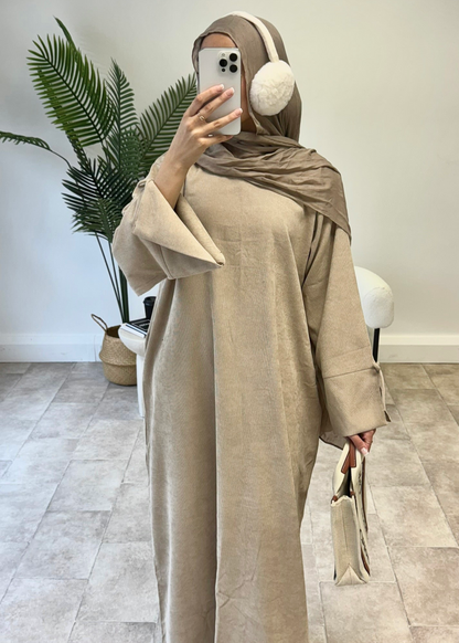 Corduroy Mini Bow Sleeve Abaya